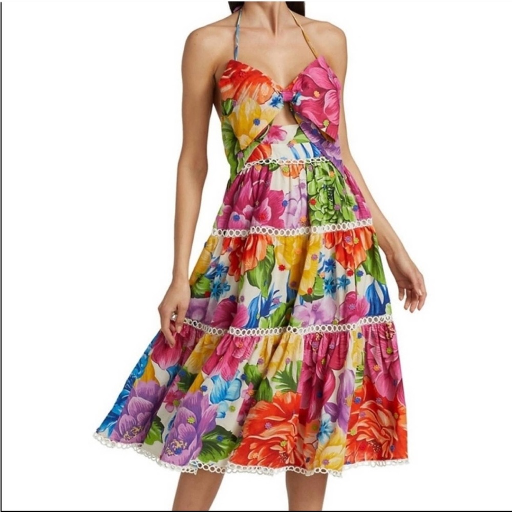 Farm Rio Rainbow Chita Floral Halter Dress